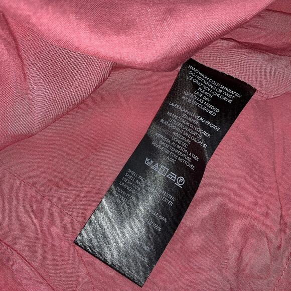 Anthropologie Sleeveless Plunge Satin Mini Dress Womens US Size 12 Pockets Pink - Picture 11 of 11